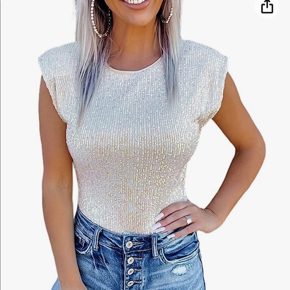 Sequin sparkle white bodysuit